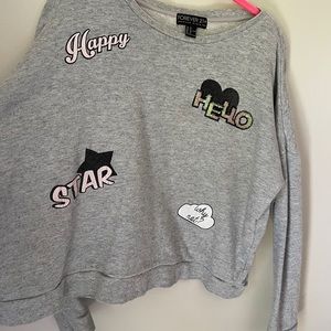 Forever 21 plus size gray sweatshirt w/ cute logos